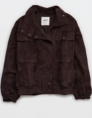 Aerie Suede Bomber Jacket