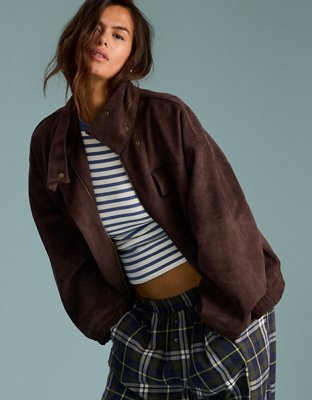 Aerie Suede Bomber Jacket