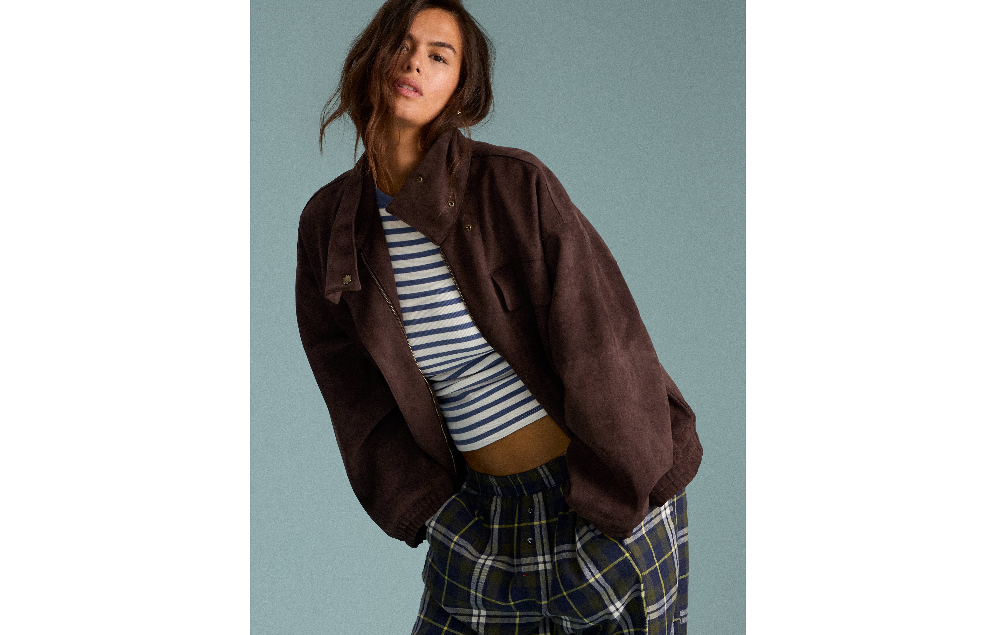 Aerie Faux Suede Bomber Jacket