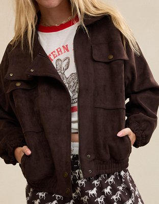 Aerie Suede Bomber Jacket