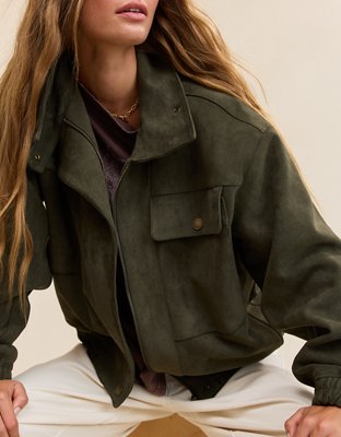 Aerie Suede Bomber Jacket
