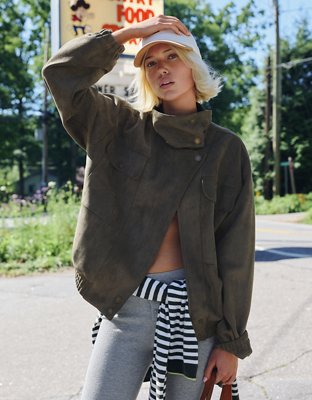 Aerie Suede Bomber Jacket