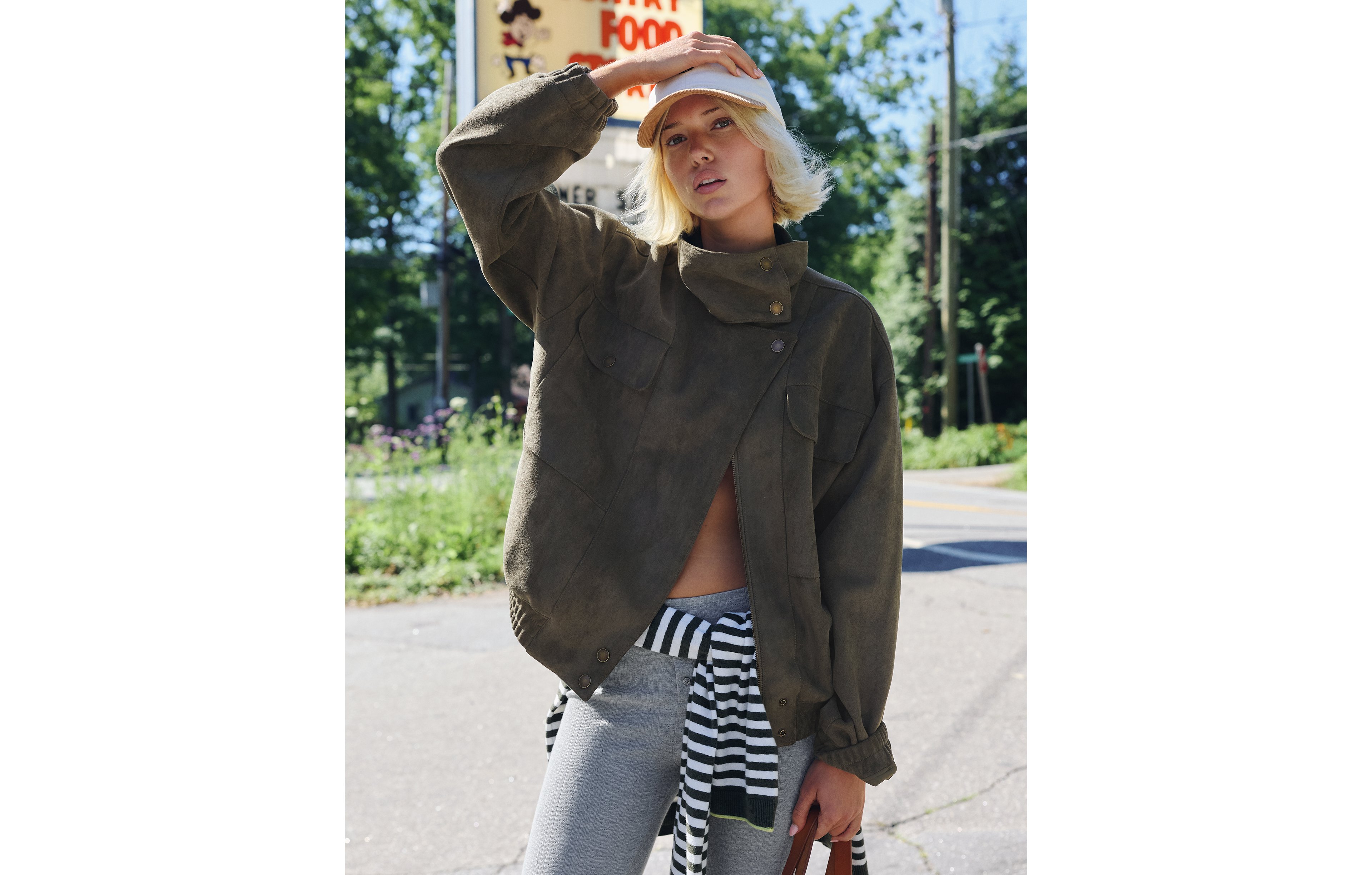 Aerie Faux Suede Bomber Jacket