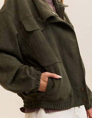Aerie Suede Bomber Jacket