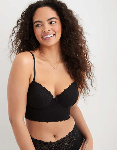 Aerie Real Happy Demi Lightly Lined Candy Lace Bra