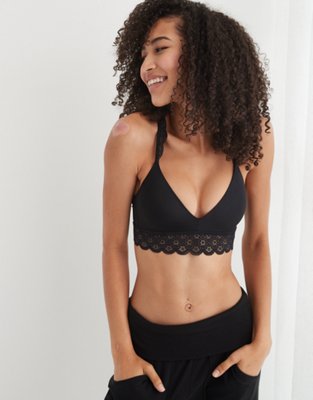 Aerie • Real Happy Wireless Lightly Lined Bra black 32D t shirt