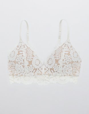 Aerie Real Happy Wireless Lightly Lined Bluegrass Lace Bra