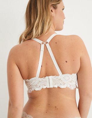 Aerie Real Happy Wireless Lightly Lined Bluegrass Lace Bra