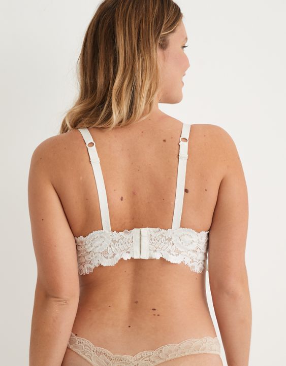 Aerie Real Happy Wireless Lightly Lined Bluegrass Lace Bra