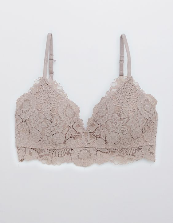 Aerie Real Happy Wireless Lightly Lined Bluegrass Lace Bra