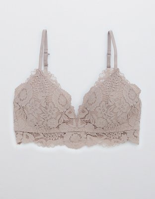 aerie, Intimates & Sleepwear, Aerie Real Sunnie Wireless Lightly Lined  Blossom Lace Bra Size 38b Gray