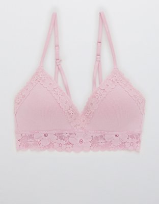 Aerie Real Happy Wireless Lightly Lined Retro Lace Bra