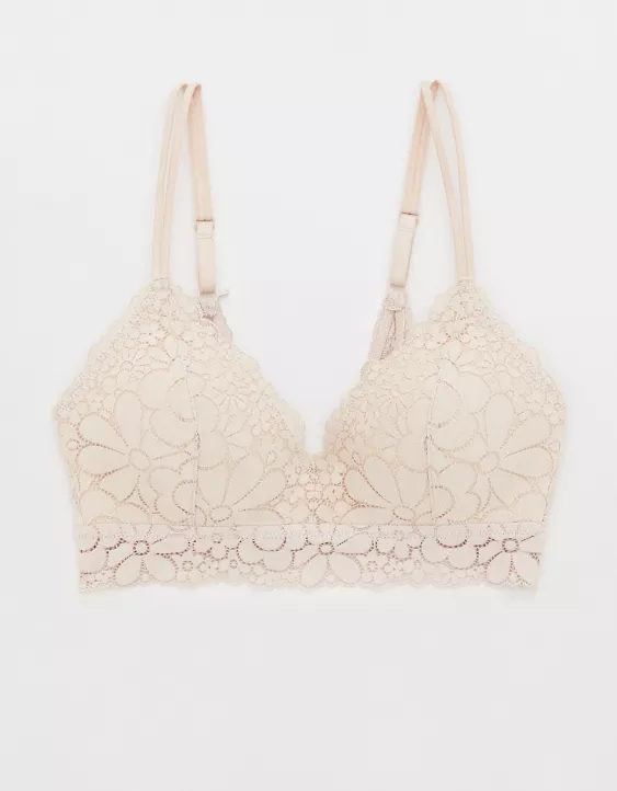 Aerie Real Happy Wireless Lightly Lined Candy Lace Bra