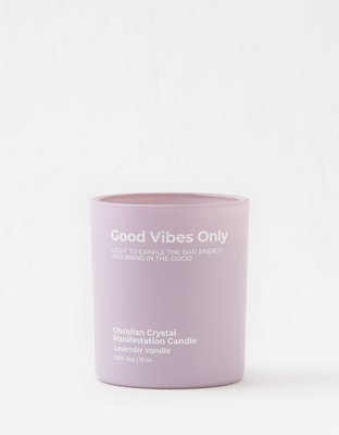 Jill & Ally  Good Vibes Only - Obsidian Crystal Manifestation Candle