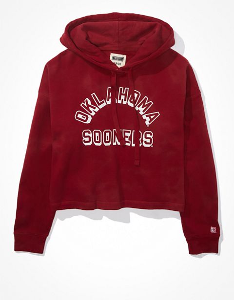 Женские худи American Eagle Tailgate Women's Oklahoma Sooners Cropped Tie-Dye