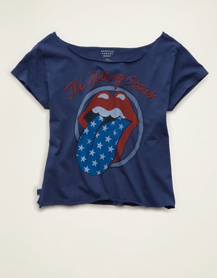 AE Off-the-Shoulder Rolling Stones Graphic T-Shirt
