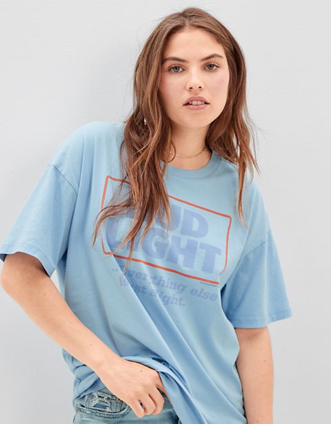 Женские футболки American Eagle AE Oversized Bud Light Graphic Tee