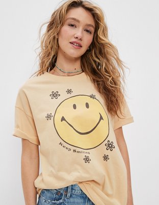 Женские футболки American Eagle AE Oversized Smiley® Graphic Tee — фото 2