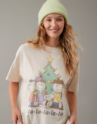 Женские футболки American Eagle AE Oversized Holiday Peanuts Graphic T-Shirt — фото 5