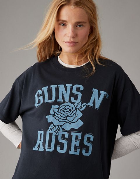 Женские футболки American Eagle AE Oversized Guns N' Roses Graphic Tee