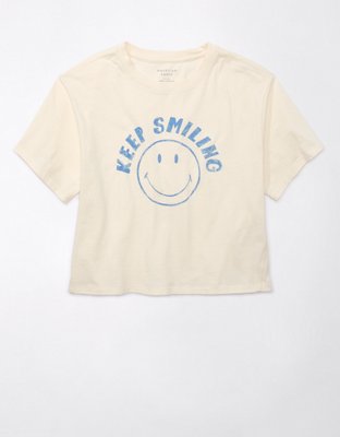 Женские футболки American Eagle AE Cropped Smiley Graphic T-Shirt — фото 2