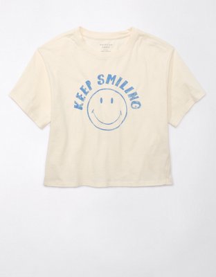 AE Cropped Smiley Graphic T-Shirt