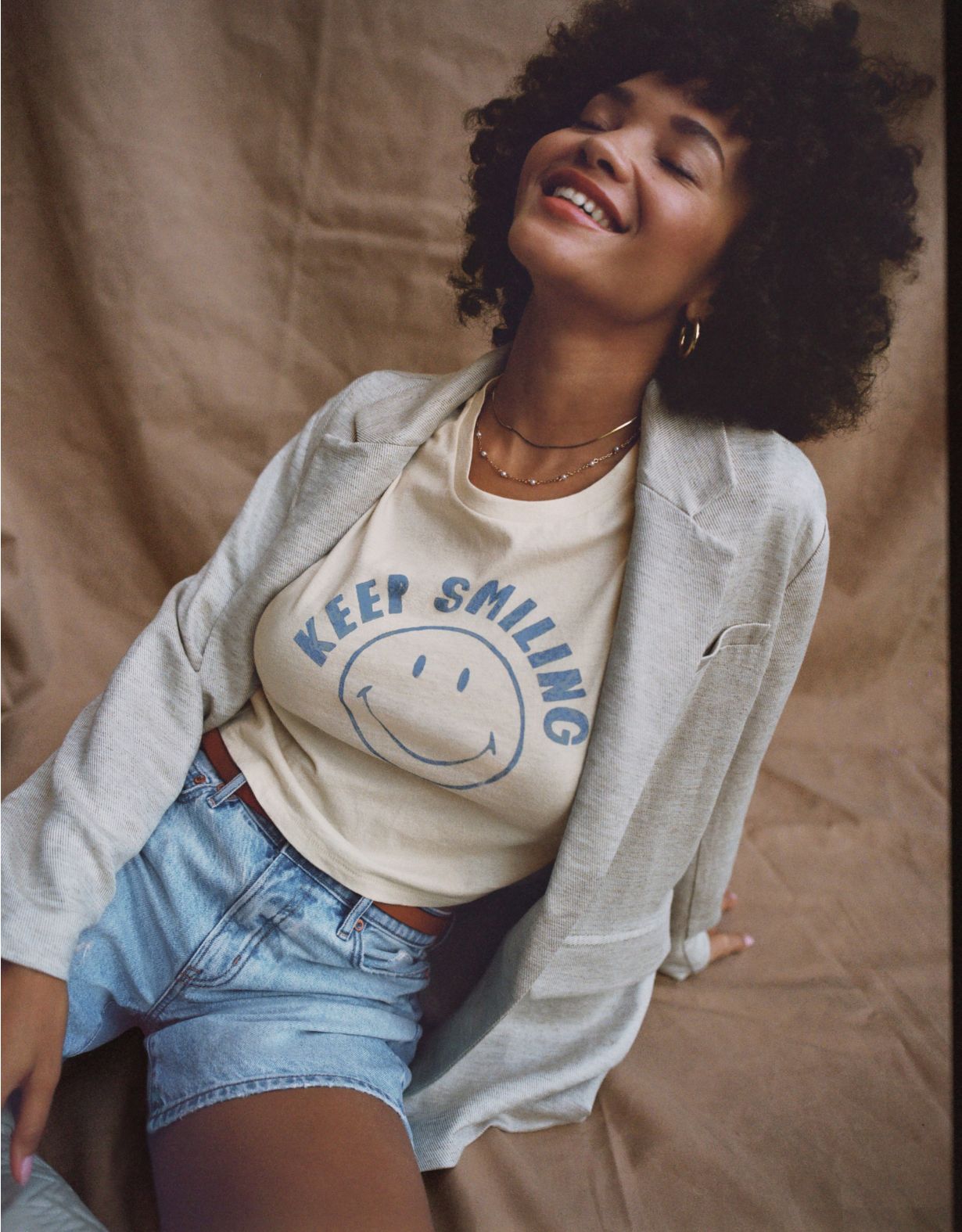 AE Cropped Smiley Graphic T-Shirt