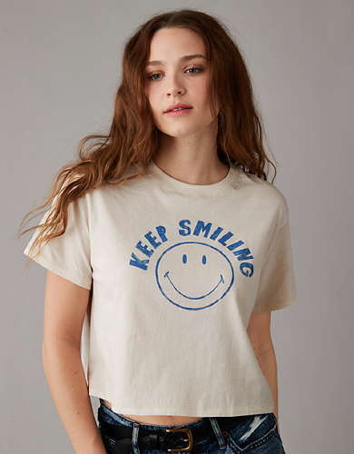 AE Cropped Smiley Graphic Tee