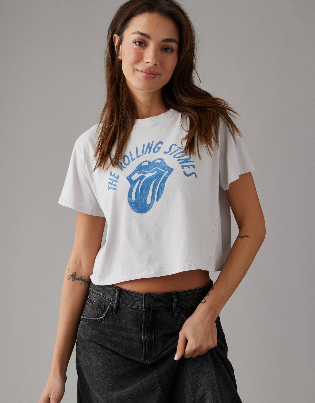 AE Cropped Rolling Stones Graphic T-Shirt