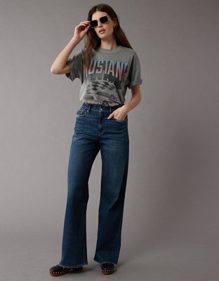 Женские футболки American Eagle AE Oversized Mustang Graphic T-Shirt — фото 2