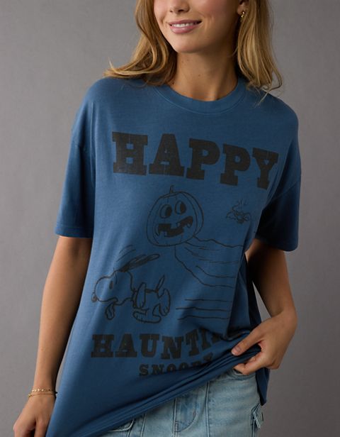 Женские футболки American Eagle AE Oversized Snoopy Halloween Graphic T-Shirt