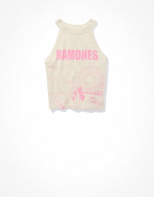 AE Cropped High-Neck Ramones Graphic Tank Top