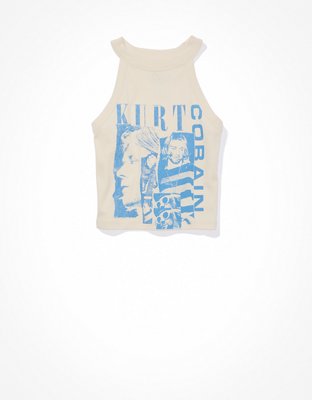 AE Cropped High-Neck Kurt Cobain Graphic Tank Top