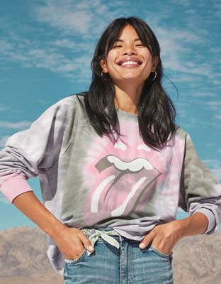 tie dye rolling stones sweatshirt
