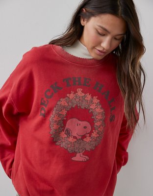 AE Oversized Holiday Peanuts Graphic Sweatshirt