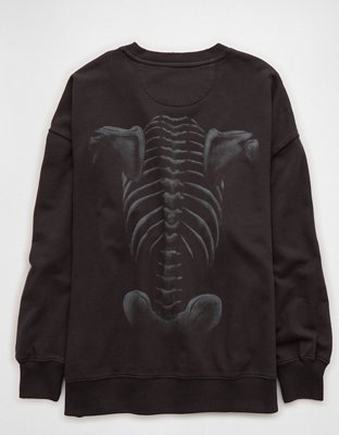 AE Oversized Halloween Skeleton Graphic Sweatshirt