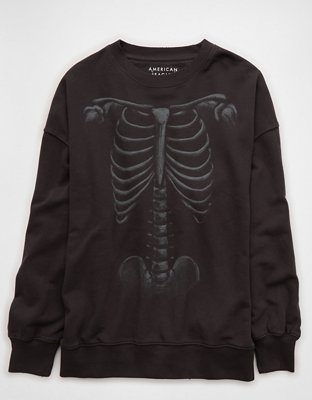 AE Oversized Skeleton Halloween Graphic Sweatshirt