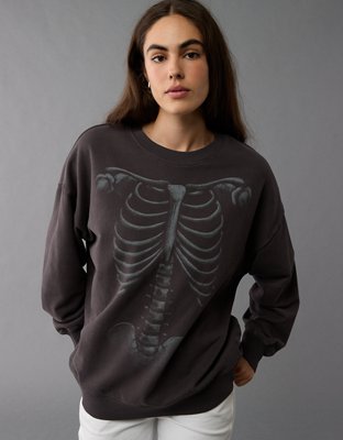 AE Oversized Halloween Skeleton Graphic Sweatshirt