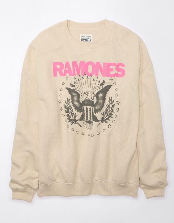 AE Oversized Distressed Ramones Graphic Sweatshirt