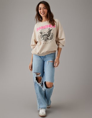 AE Oversized Distressed Ramones Graphic Sweatshirt