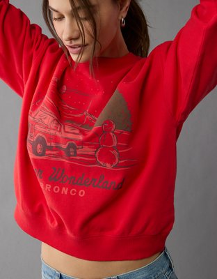 AE Holiday Bronco Graphic Relaxed Crew Neck Sweatshirt