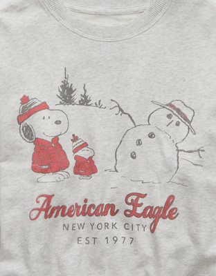 Женские худи American Eagle AE Snoopy Holiday Relaxed Crew Neck Sweatshirt — фото 6