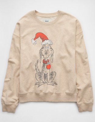 AE Sweatshirt Relajada con Cuello Redondo y Gráfico Festivo del Grinch