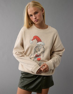 AE Holiday Grinch Graphic Relaxed Crew Neck Sweatshirt