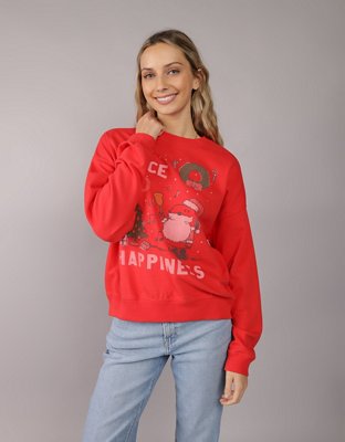 AE Relaxed Holiday Graphic Crew Neck Sweatshirt