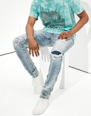 Мужские джинсы American Eagle AE AirFlex+ Patched Stacked Skinny Jean — фото 5