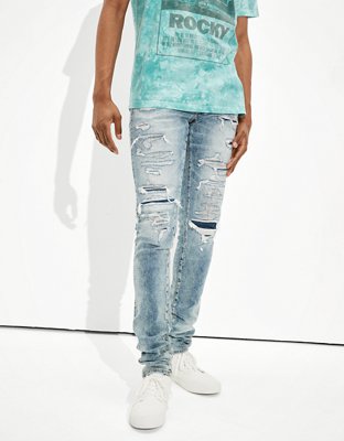 Men's Light Wash Stacked Skinny Jeans