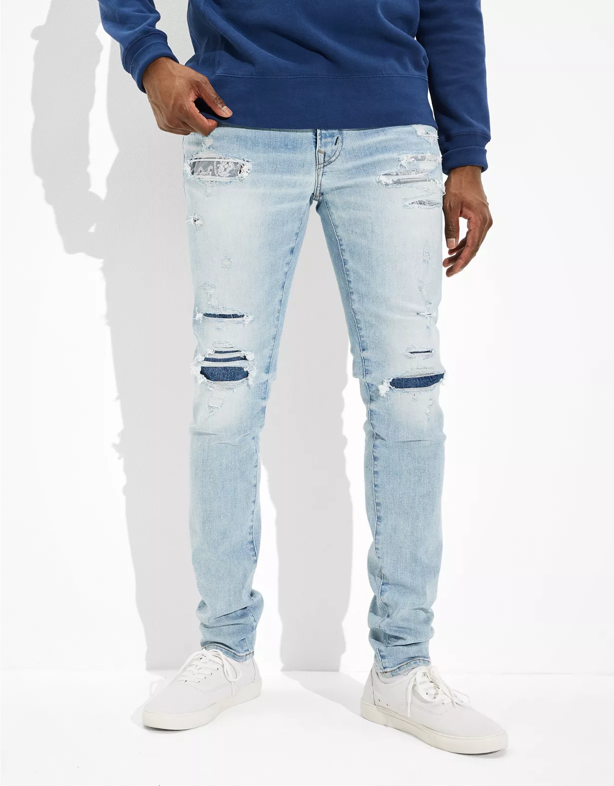 AE AirFlex+ Temp Tech Patched Stacked Skinny Jean
