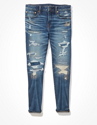 Мужские джинсы American Eagle AE AirFlex+ Patched Skinny Cropped Jean — фото 3