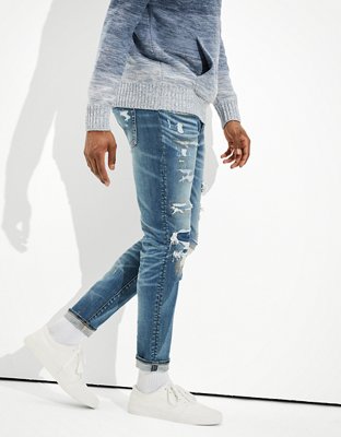 Мужские джинсы American Eagle AE AirFlex+ Patched Skinny Cropped Jean — фото 4